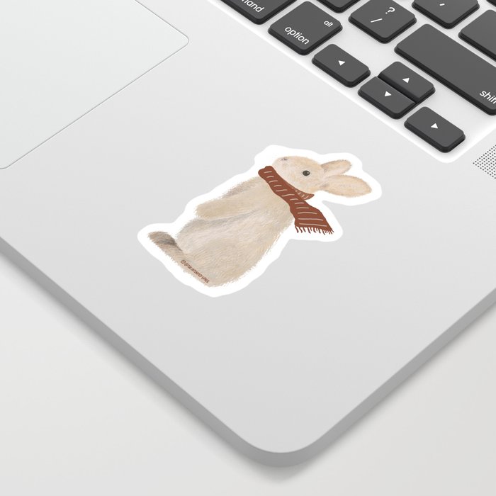 Furry Standing Rabbit in Winter Sticker