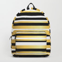 Black, Gold and White Vintage Stripes Backpack | Digital, Smarthdesigns, Black, Pop, Graphicdesign, Love, Vintage, Style, Strips, Retro 