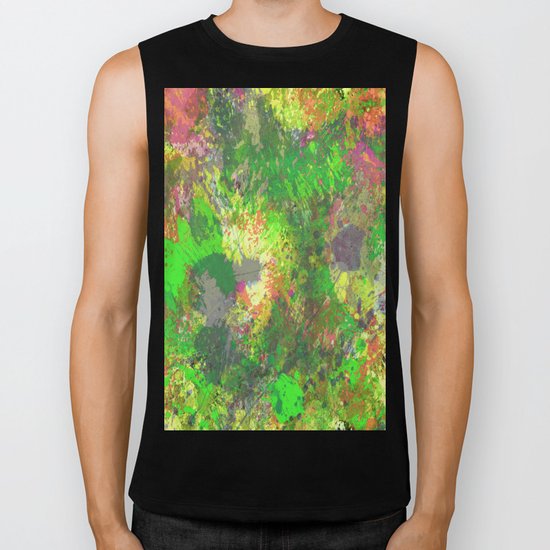 Jungle Of Colour - Multi Coloured Abstract Painting Biker Tank