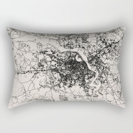 Hanoi Vietnam City Map - Black and White Aesthetic Rectangular Pillow