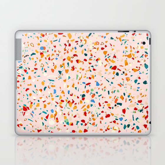 Blush Terrazzo | Pink Eclectic Speckles | Abstract Confetti Painting | Chic Bohemian Illustration Laptop & iPad Skin