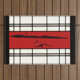 Shoji with bamboo ink painting Outdoor Rug