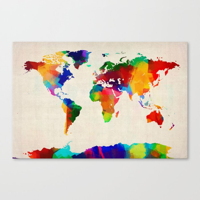Map of the World Map Painting Canvas Print