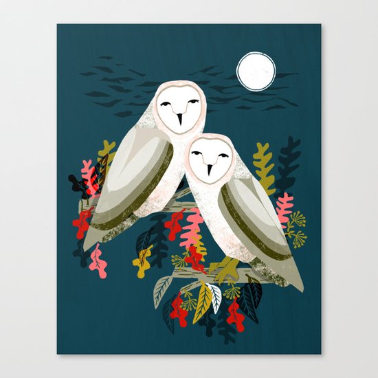 Two Owls by Andrea Lauren Canvas Print