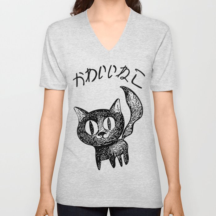 Kawaii Neko Cute Cat V Neck T Shirt