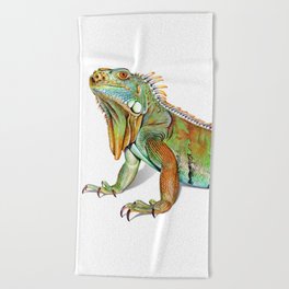 Iguana Portrait Beach Towel