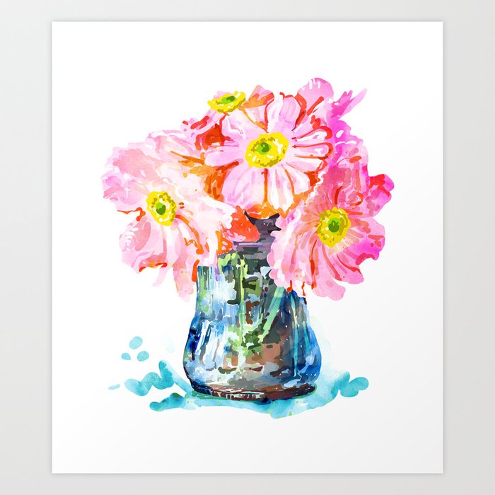 Watercolor Flower Pot Art Print By 83oranges Society6
