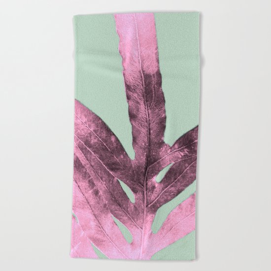 Sepia Fern Purple Beach Towel