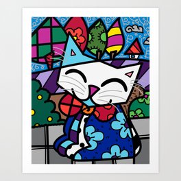 Romero britto-chinesse cat Art Print