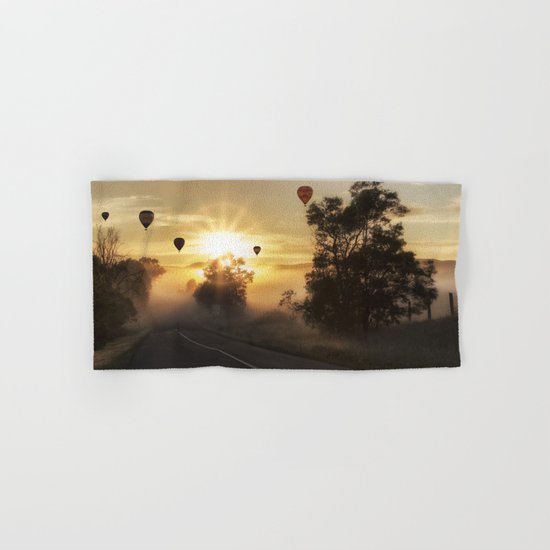 Hot Air Balloons on a Foggy Morning Hand & Bath Towel