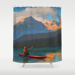 Kayaking Bear Shower Curtain