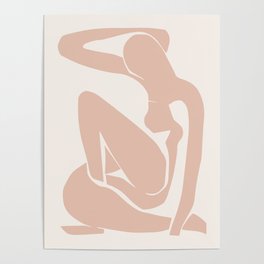 Blush Pink Matisse Nude I, Matisse Abstract Nude Artwork, Mid Century Boho Decor Poster