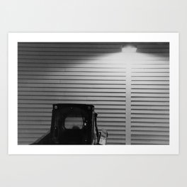 Spotlight Art Print | Film, Night, Photo, Building, Tractor, Light, Store, 35Mm, Black And White, Siding 