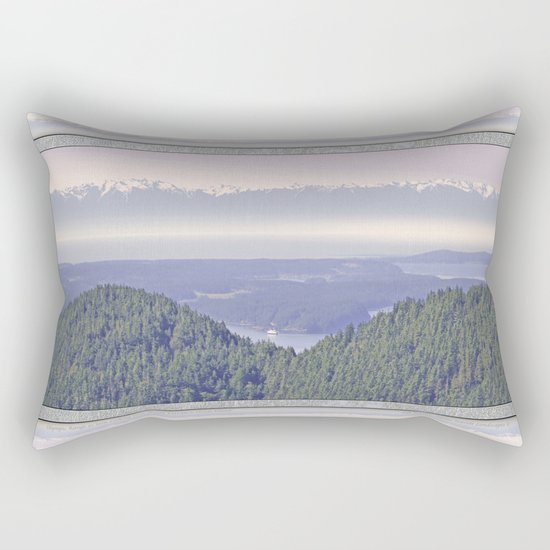OLYMPIC RANGE AS SEEN FROM ORCAS ISLAND OVER MOUNT ENTRANCE Rectangular Pillow