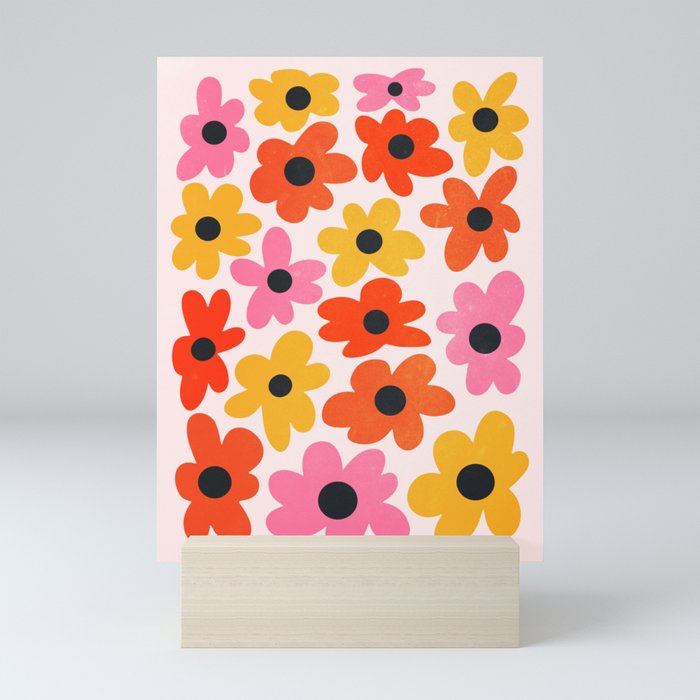 Retro Flowers: Pastel Edition Mini Art Print