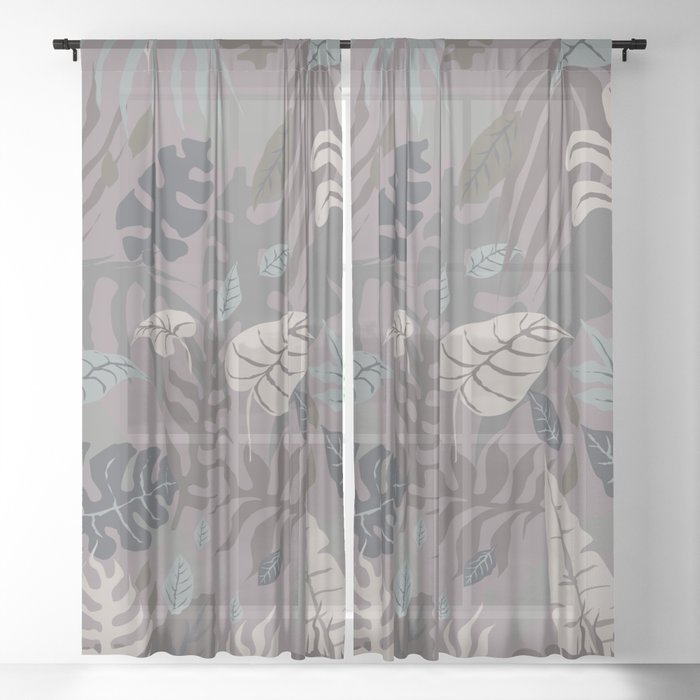 tropical pattern smooth brown Sheer Curtain