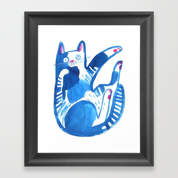 Blue cat Framed Art Print