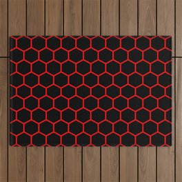 Honeycomb (Red & Black Pattern) Outdoor Rug