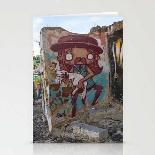 Dark dystopian graffiti in Alfama, Lisbon, Portugal - urban streetart, street and travel photography Stationery Cards