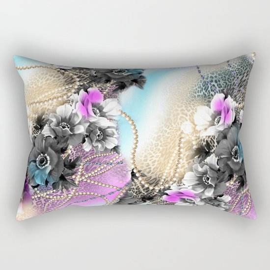 Bible Leopard With Flowers Rectangular Pillow
