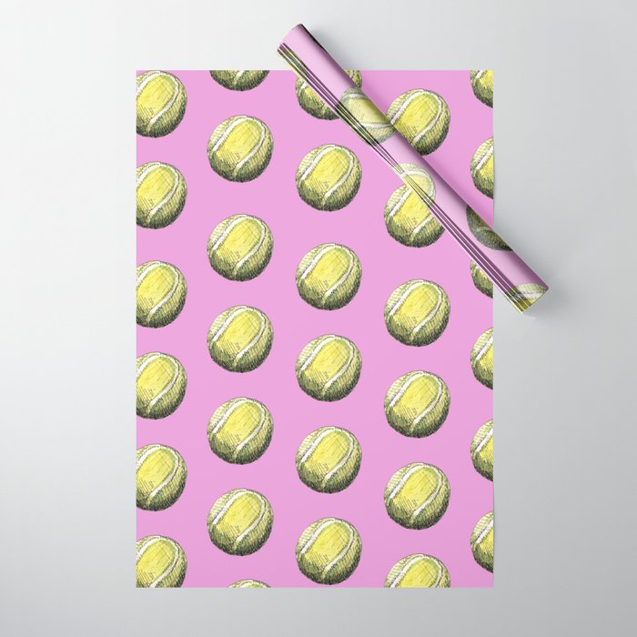 Pink Tennis Ball Pattern Wrapping Paper