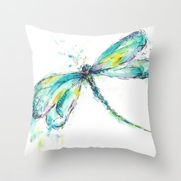 Watercolor Dragonfly Throw Pillow