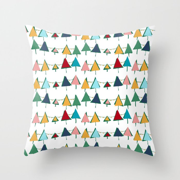 Cute Christmas tree colorful Throw Pillow