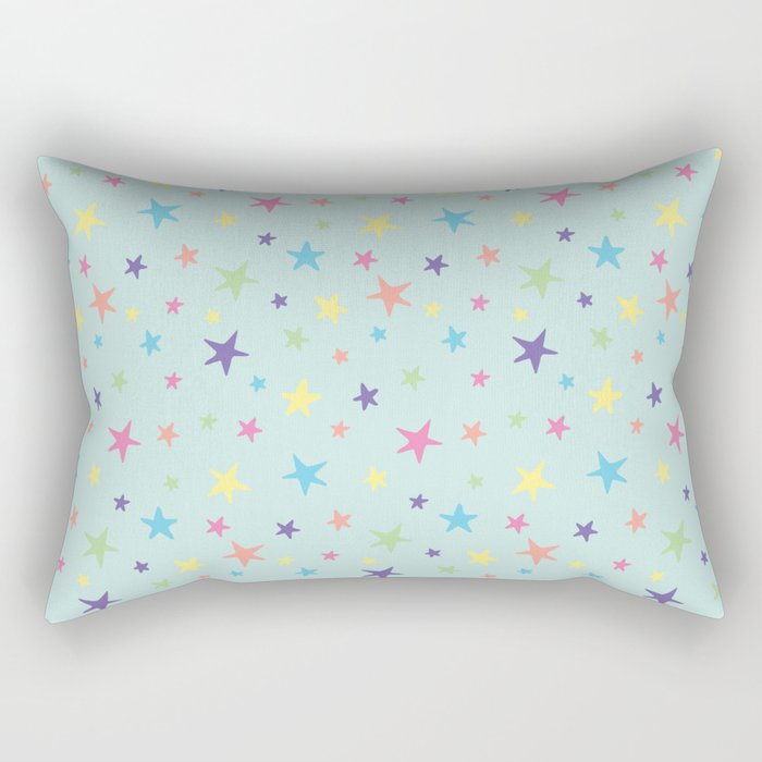 Rainbow Stars on Mint Rectangular Pillow