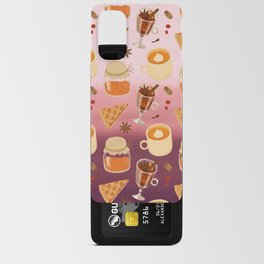 Sweet Pink Orange Brown Breakfast Coffee Pie Ombre Illustration Android Card Case