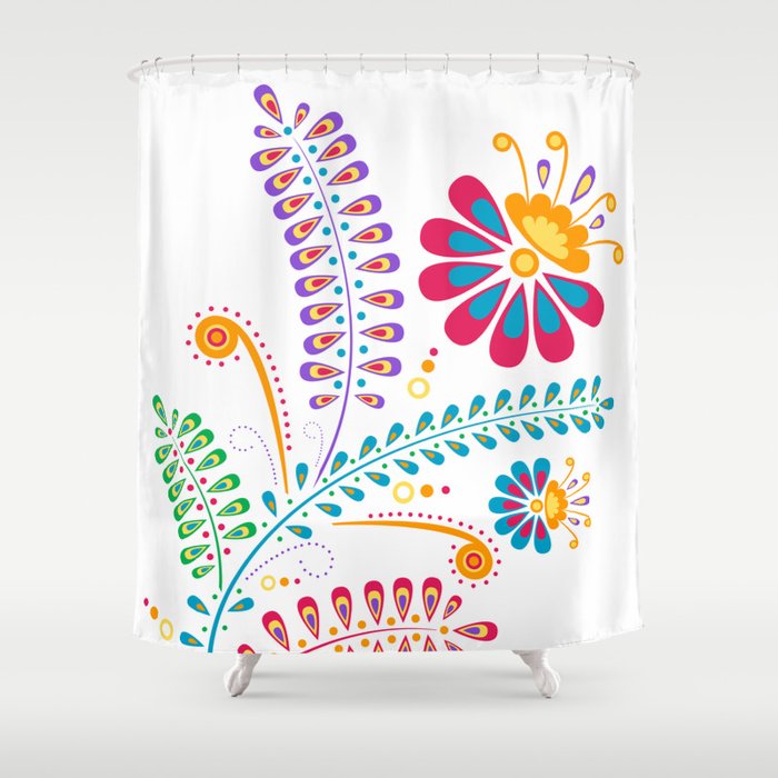 Retro Floral Shower Curtain