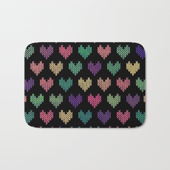 Colorful Knitted Hearts VI Bath Mat