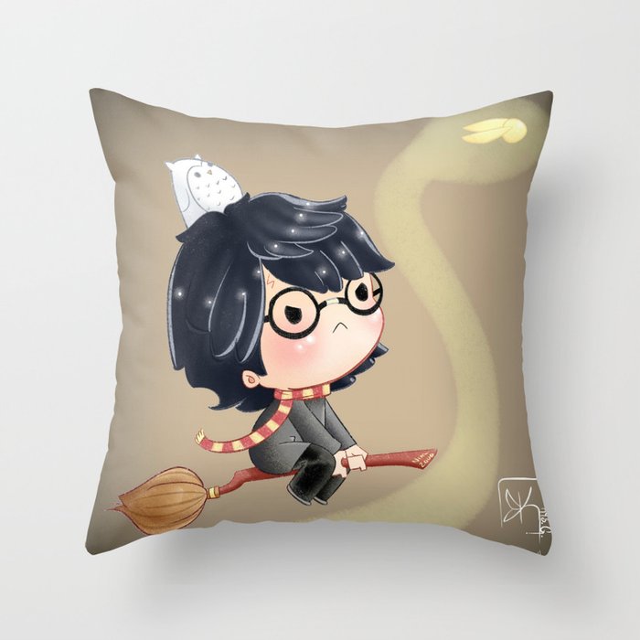 HP and the Snitch Throw Pillow