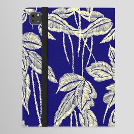 Tropical leaves seamless background pattern. Vintage illustration hand drawn. Embroidery design.  iPad Folio Case
