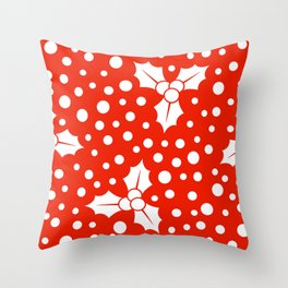 Mistletoe Christmas Pattern Red White Throw Pillow