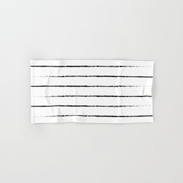 Minimal Simple White Background Black Lines Stripes Hand & Bath Towel