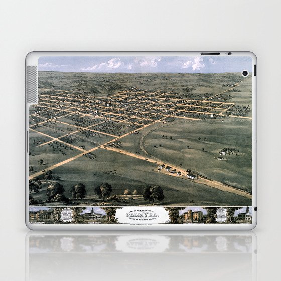 Palmyra-Missouri-1869 vintage pictorial map Laptop & iPad Skin