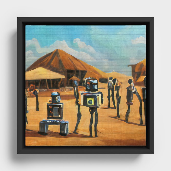 African robot party AI painting Framed Canvas