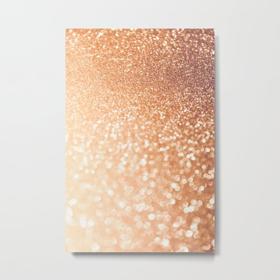 The late Sunset- Rosegold Gold glitter pattern Metal Print