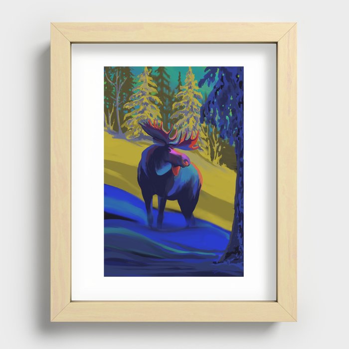 Winter moose Recessed Framed Print