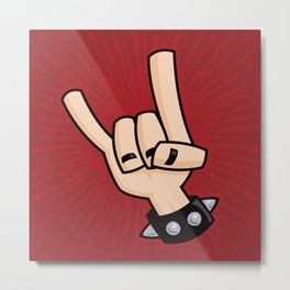 Heavy Metal Devil Horns Hand Sign Metal Print | Symbol, Cartoon, Vector, Drawing, Hand, Rockandroll, Devil, Music, Heavymetal, Rock 