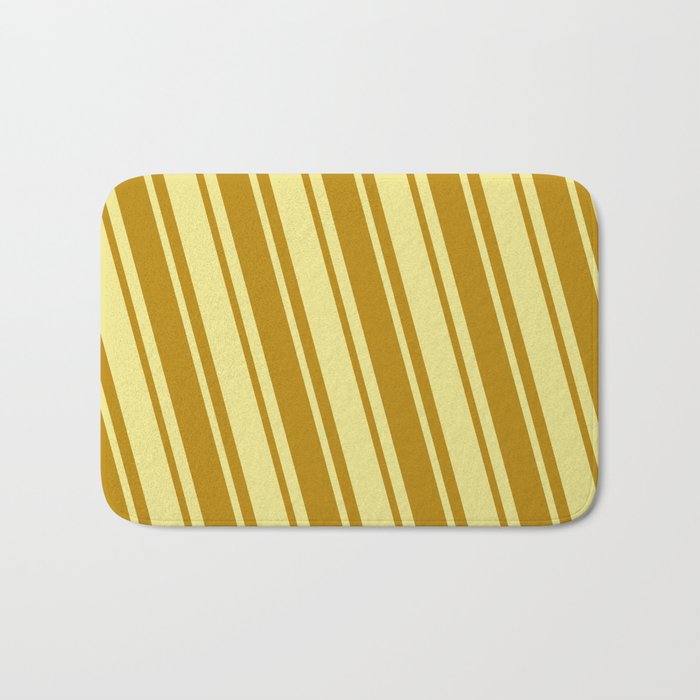 Dark Goldenrod & Tan Colored Striped/Lined Pattern Bath Mat