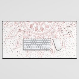 Elegant rose gold mandala confetti design Desk Mat