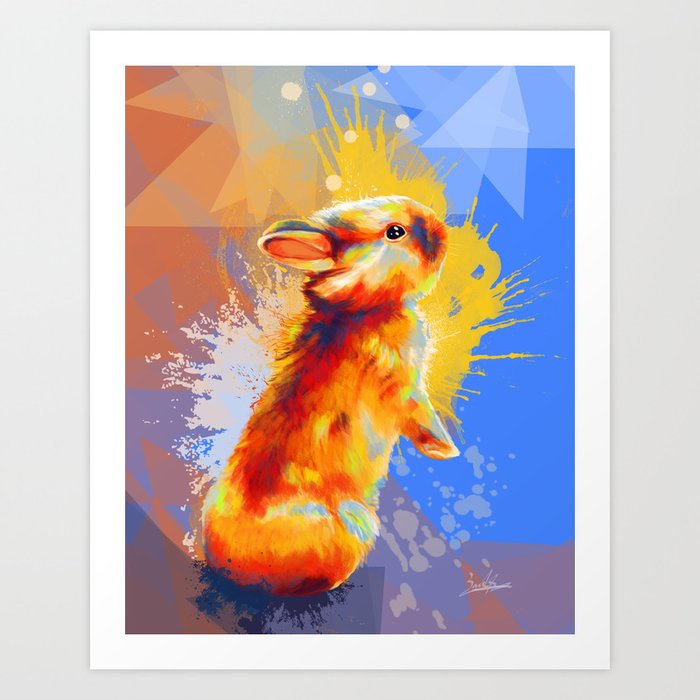 Colors of Fluff - Bunny portrait Art Print