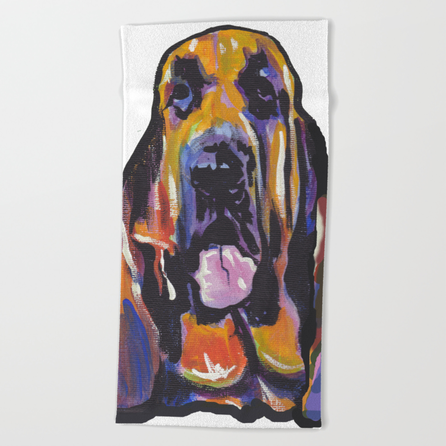 Fun Bloodhound Dog Portrait Bright Colorful Pop Art Painting By