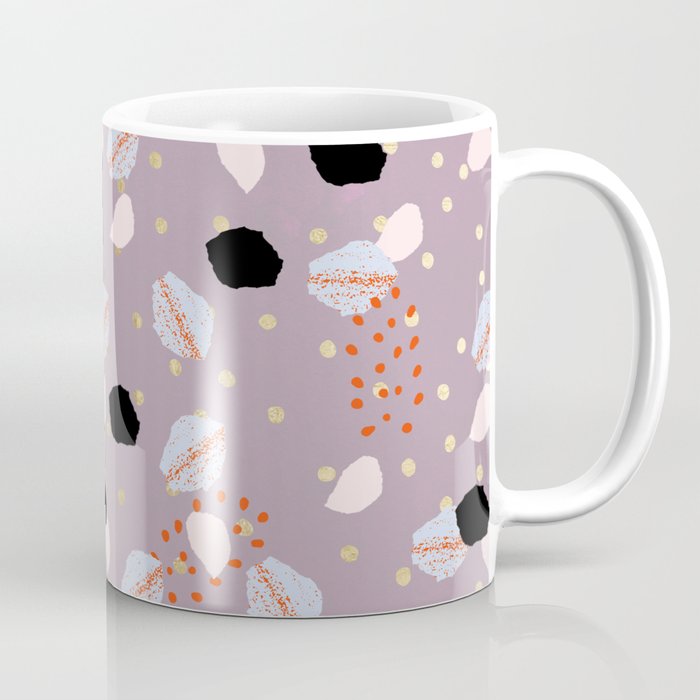 Modern mauve pink black gold geometrical brushstokes Coffee Mug