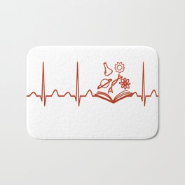 Science Teacher Heartbeat Bath Mat | Master, Scientist, Graphicdesign, Palpitation, Educator, Beat, Science, Schoolmaster, Heartbeat, Heart 