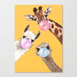 Bubble Gum Gang in Yellow Canvas Print