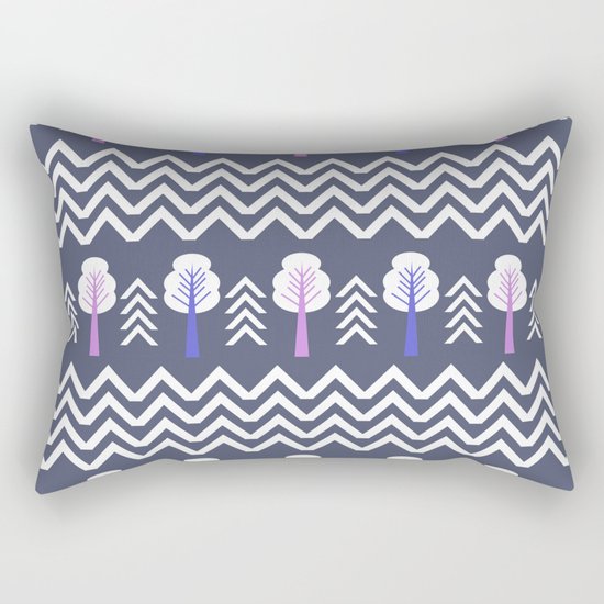 Trees and chevron in white Rectangular Pillow