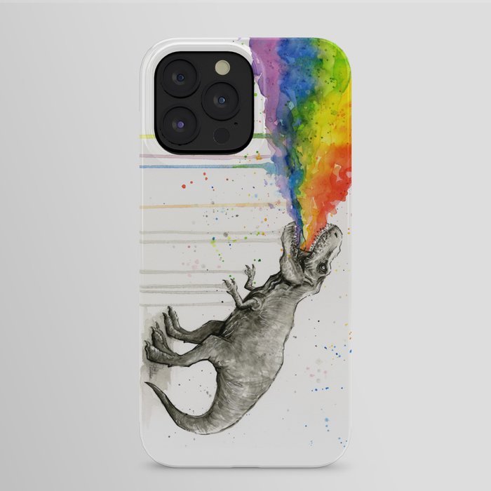 T-Rex Dinosaur Vomits Rainbow iPhone Case