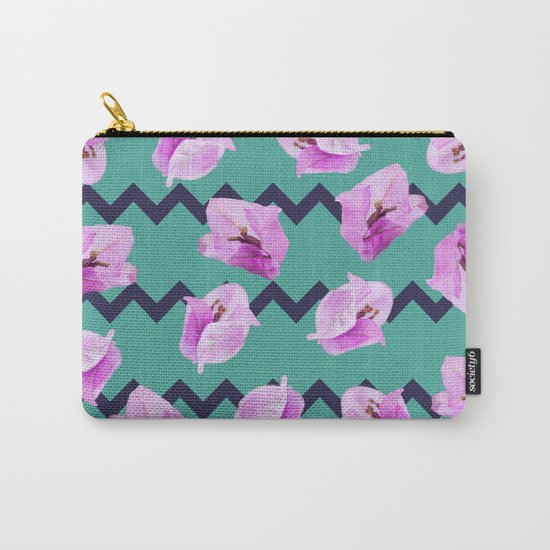 Floral Chevron Pattern Carry-All Pouch
